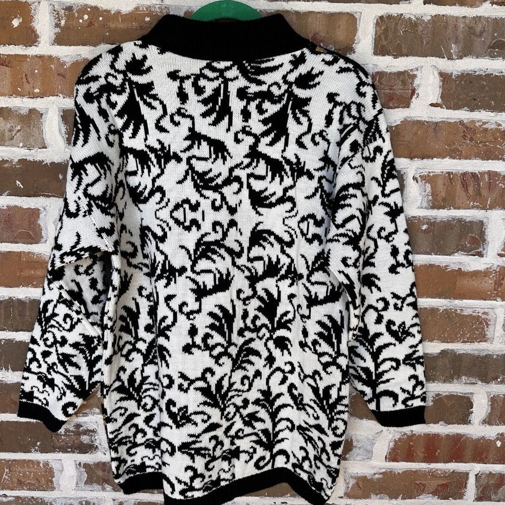 VTG 1980s Trimmings Sweater Women's Small Floral Multi Mock Neck Oversized EUC - Picture 2 of 12